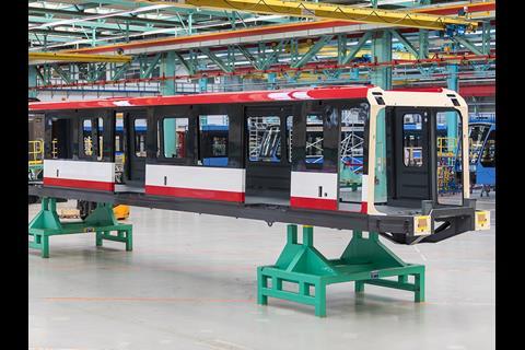 The first painted car body for a batch of 21 four-car Type G1 metro trainsets ordered by Nürnberg transport operator VAG has been completed at Siemens’ plant in Wien.